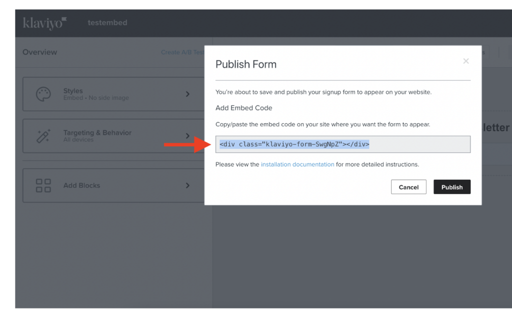 Klaviyo form shortcode